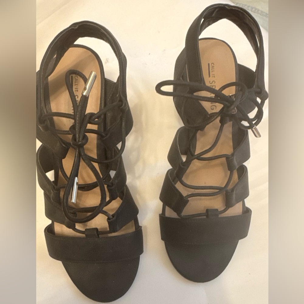 Call It Spring Black Strappy Sandals